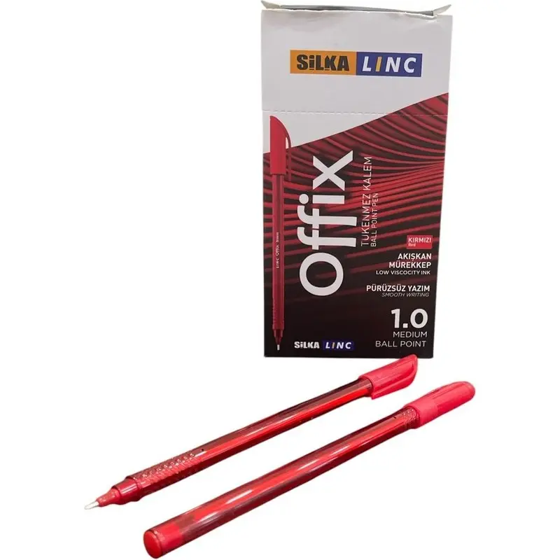 Silka Linc Offix Tükenmez Kalem 1.0mm Kırmızı x 50 Li Kutu