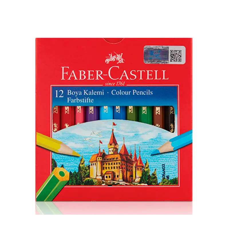 Faber-Castell Karton Kutu Yarım Boy Kuru Boya Kalemi 12 Renk