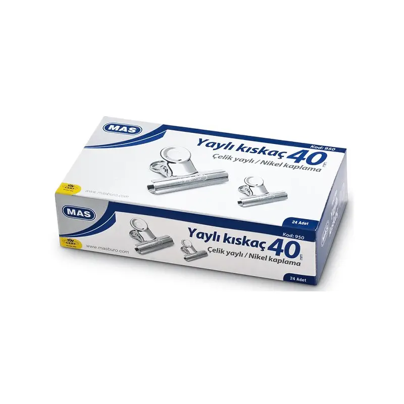 Mas 950 Yaylı Metal Kıskaç (Klips) 40mm x 24 Lü Kutu