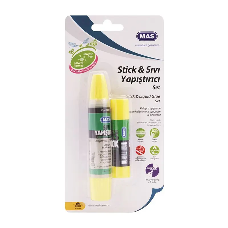 Mas 2071 Kartelada Stick + Sıvı Yapıştırıcı Seti