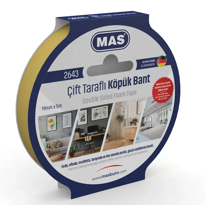 Mas 2643 Çift Taraflı Köpük Bant 19mm x 5 Metre