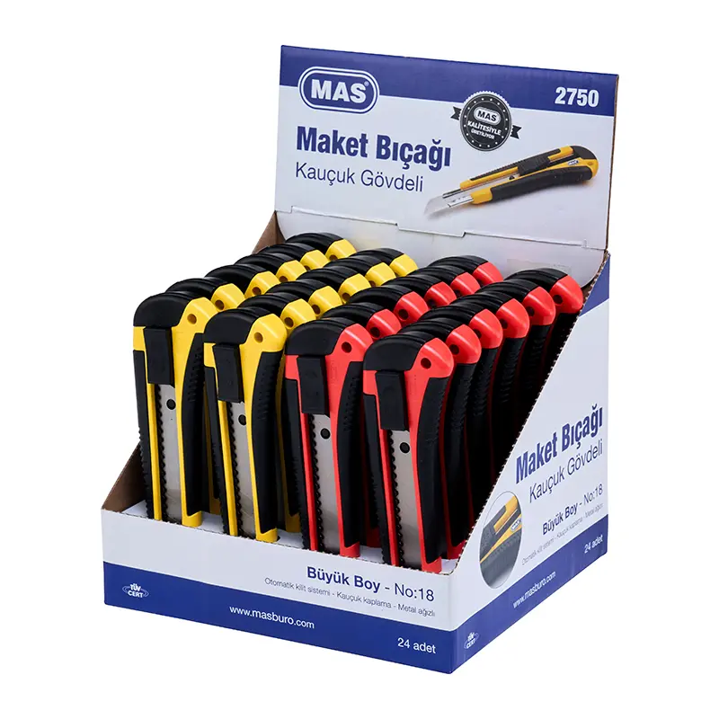 Mas 2750 Kauçuk Gövdeli Maket Bıçağı No:18 x 24 Lü Stand