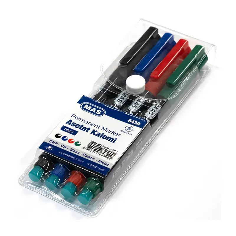 Mas 6439 Permanent Asetat Kalemi (S) Boy 4 Renk Kartela