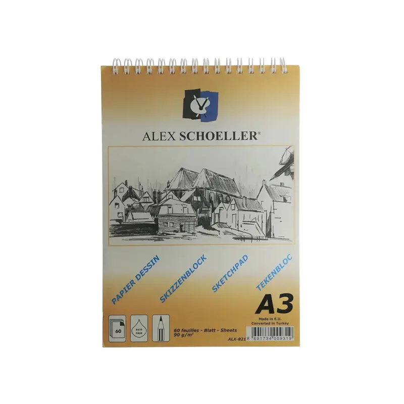 Alex Schoeller ALX-0823 Spiralli Şeffaf Kapak Resim Defteri 25 Sayfa 35X50cm 120 Gr.
