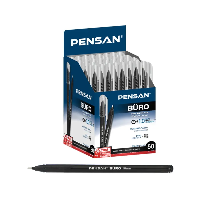 Pensan 2270 Büro Tükenmez Kalem 1.0mm Siyah x 50 Li Kutu