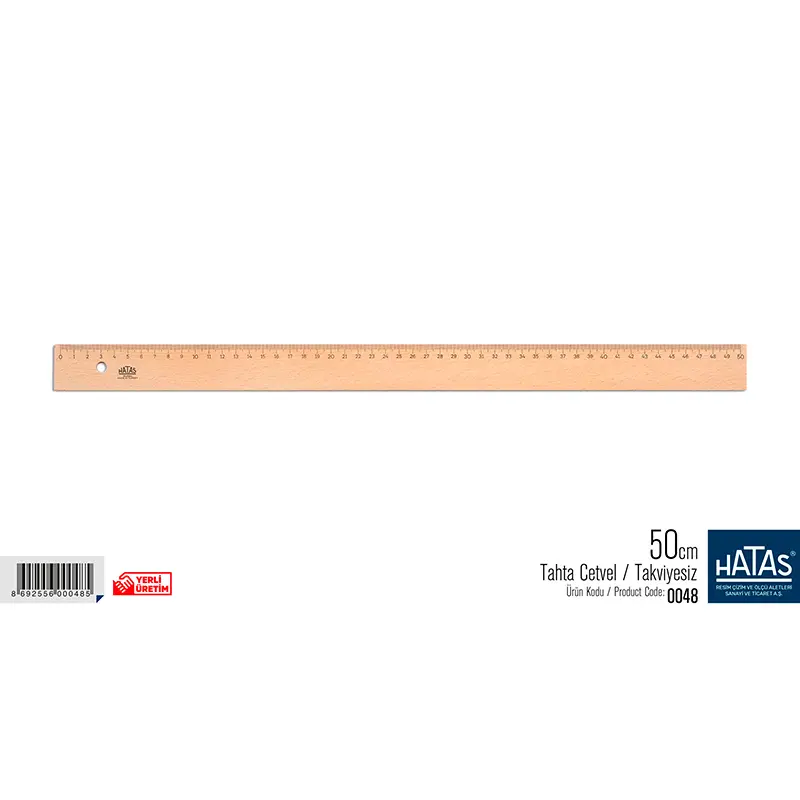 Hatas 00048 Tahta Cetvel 50cm x 25 Li Kutu