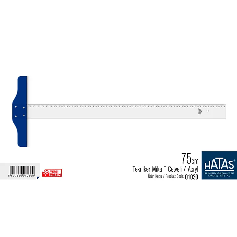 Hatas 1030 Plastik Mika Tekniker T Cetvel 75cm