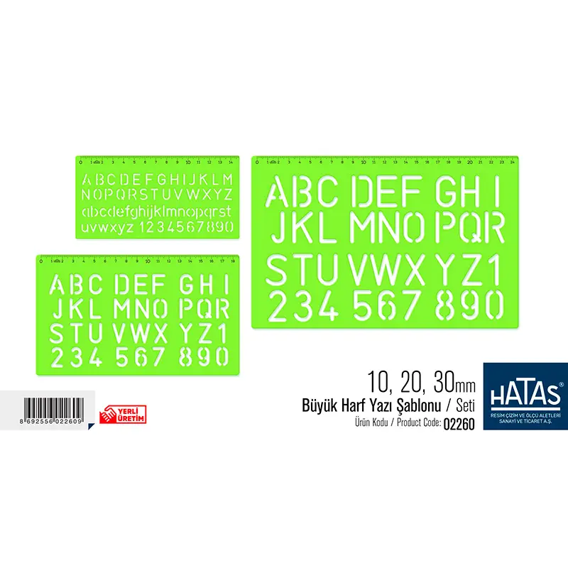 Hatas 2260 Büyük Harf Yazı Seti 10-20-30mm Takım