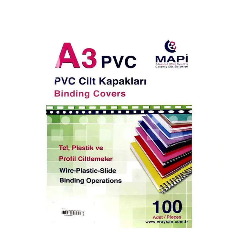 Mapi 2040304 Plastik Cilt Kapağı Opak Mavi A3 160 Micron x 100 Lü Paket