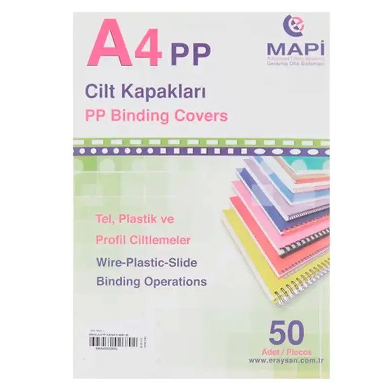 Mapi 2042450 Plastik Cilt Kapağı Buzlu Opak Şeffaf 350 Micron A4 x 50 Li Paket