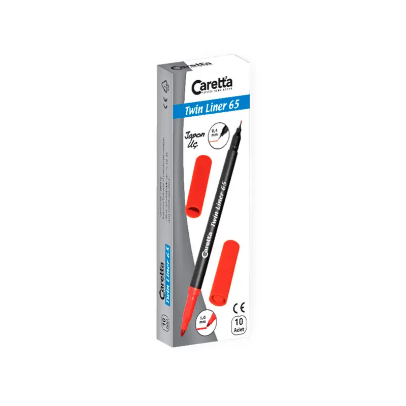 Caretta 65/12 Twinliner Çift Uçlu Keçeli Kalem 0.4mm - 1.0mm Mor x 10 Lu Kutu