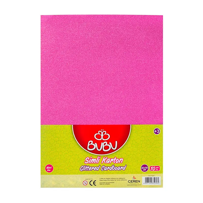 Bu-Bu FK0011 Fon Kartonu Simli 50cm x 70cm Pembe x 10 Lu Paket