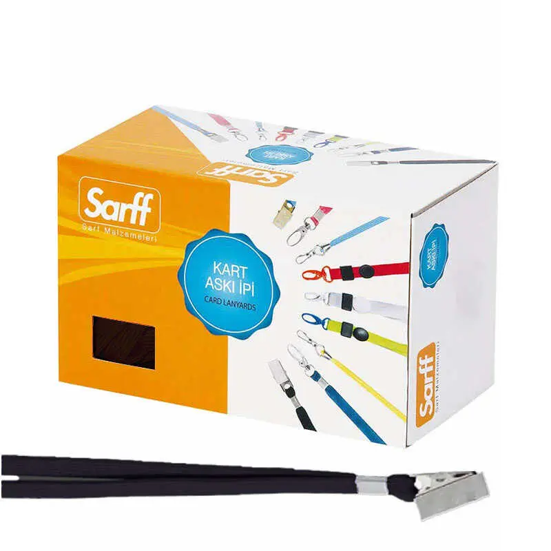 Sarff 15311201 Metal Klipsli Kart Askı İpi Siyah x 50 Li Kutu