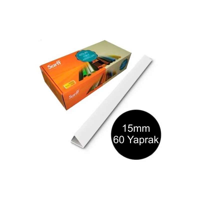 Sarff 15203016 Plastik Geniş Üçgen Profil Sırtlık 60 Yaprak 15mm Beyaz x 100 Lü Kutu