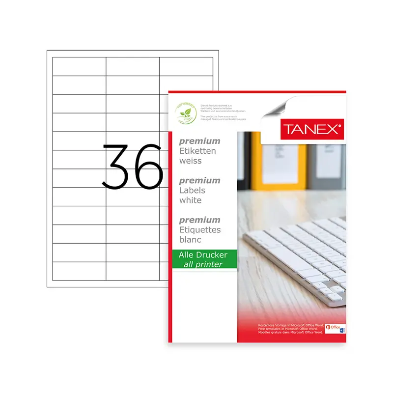 Tanex TW-2536 Lazer Etiket 63x24mm 100 Yaprak
