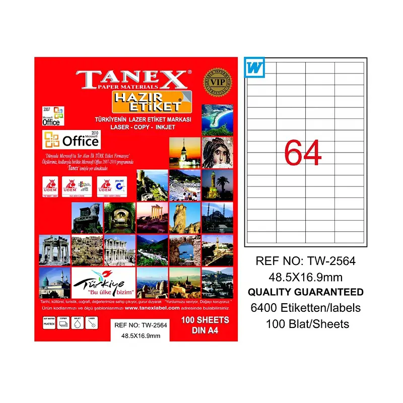 Tanex TW-2564 Lazer Etiket 48.5x16.9mm 100 Yaprak
