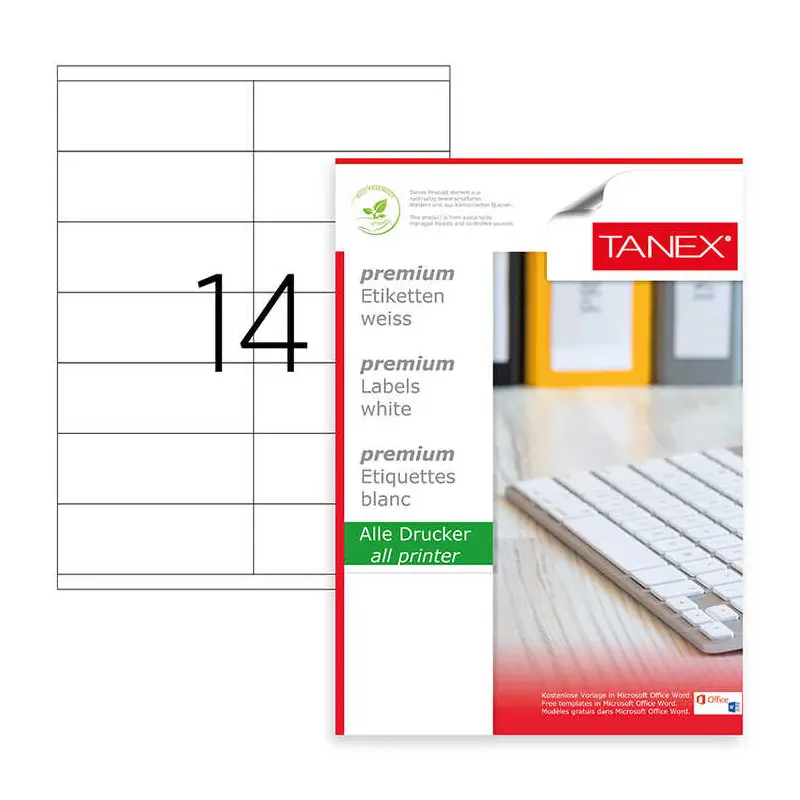 Tanex TW-2712 Lazer Etiket 105x42.69mm 100 Yaprak