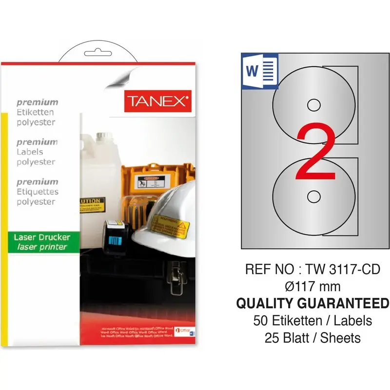 Tanex TW-3117 Cd Etiketi 117mm 100 Yaprak