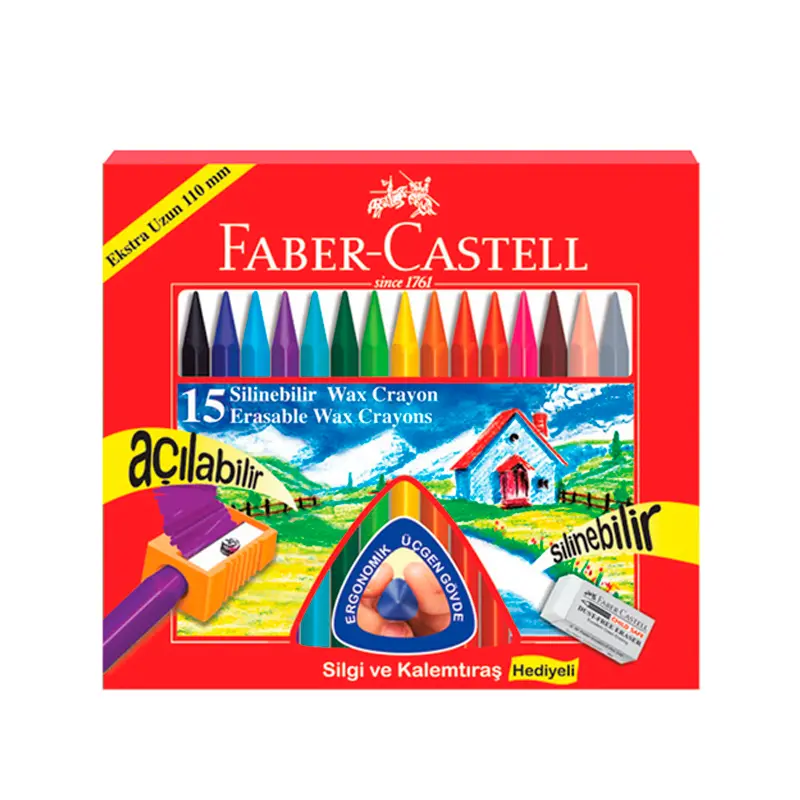 Faber-Castell 5281122715 Silinebilir Mum Boya 15 Renk
