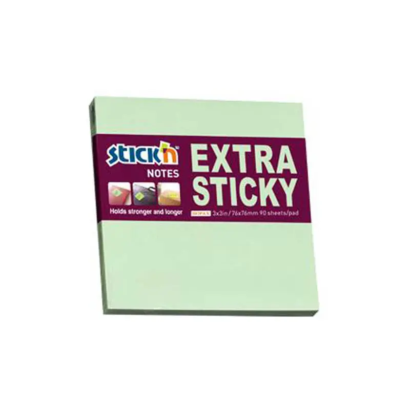 Hopax HE21662 Stickn Extra Yapışkanlı Not Kağıdı 76x76mm 90 Yaprak Pastel Yeşil x 12 Li Paket