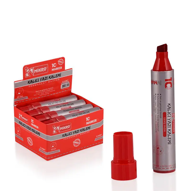 Mikro MR-6010 Jumbo Permanent Markör 10mm Kırmızı 12 Li Kutu
