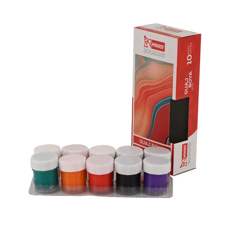 Mikro GJ-10 Guaj Boya Şişe 20 ML x 10 Renk