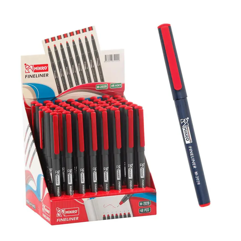 Mikro 2028-48 Fineliner Kalem M Kırmızı 48 Li Stand