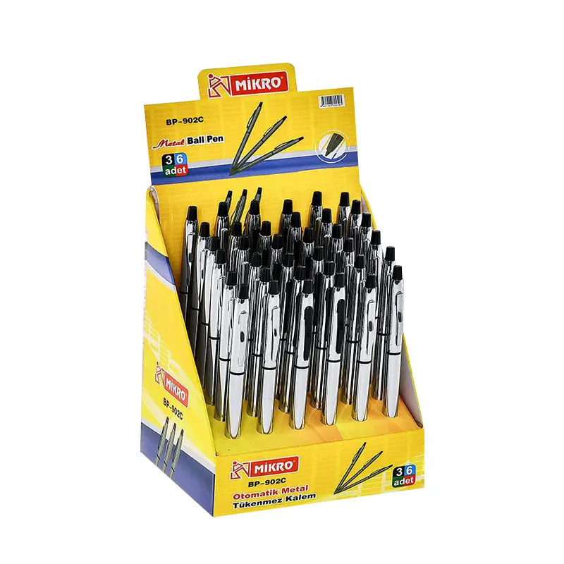 Mikro BP-902C Metal Otomatik Tükenmez Kalem 36 Lı Stand