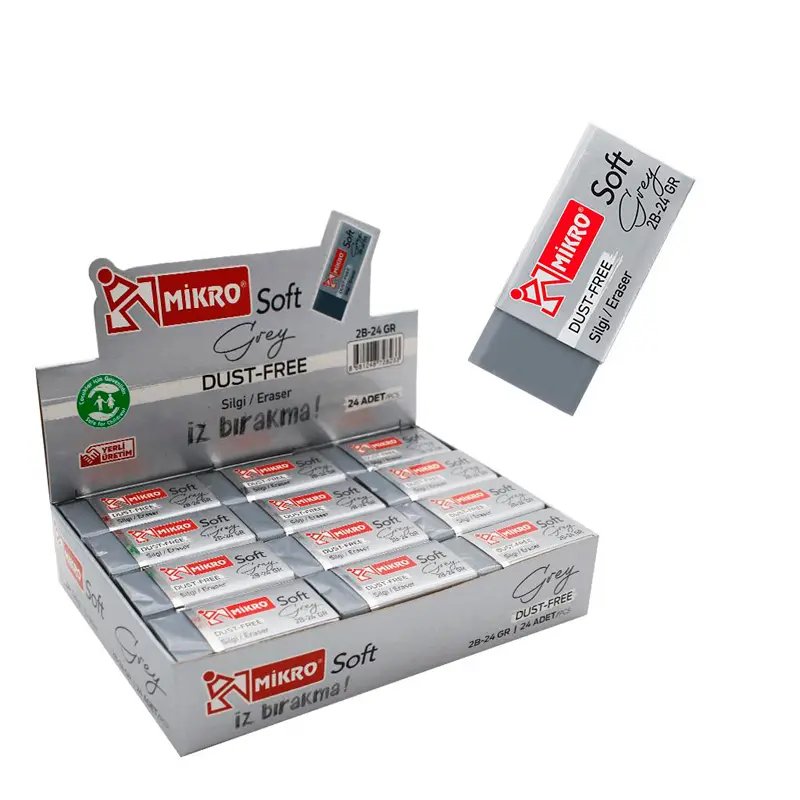 Mikro 2B-24GR Dust Free Gri Silgi 24 Lü Paket