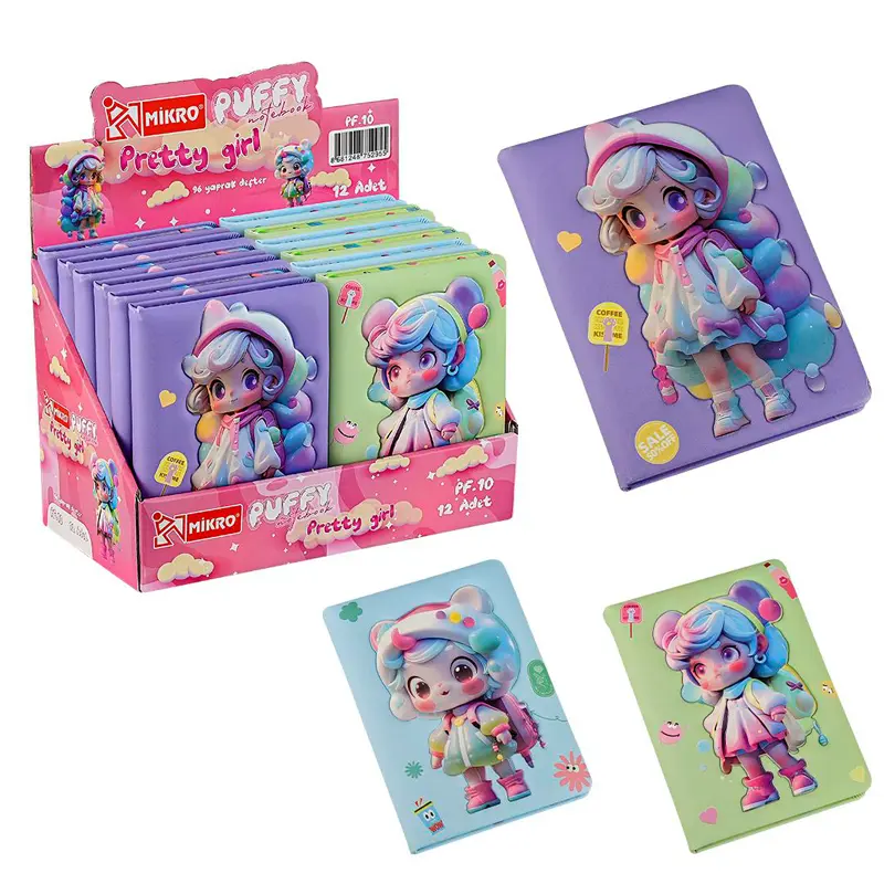 Mikro Pf-10 Pretty Girl Puffy Not Defteri 12 Li Stand