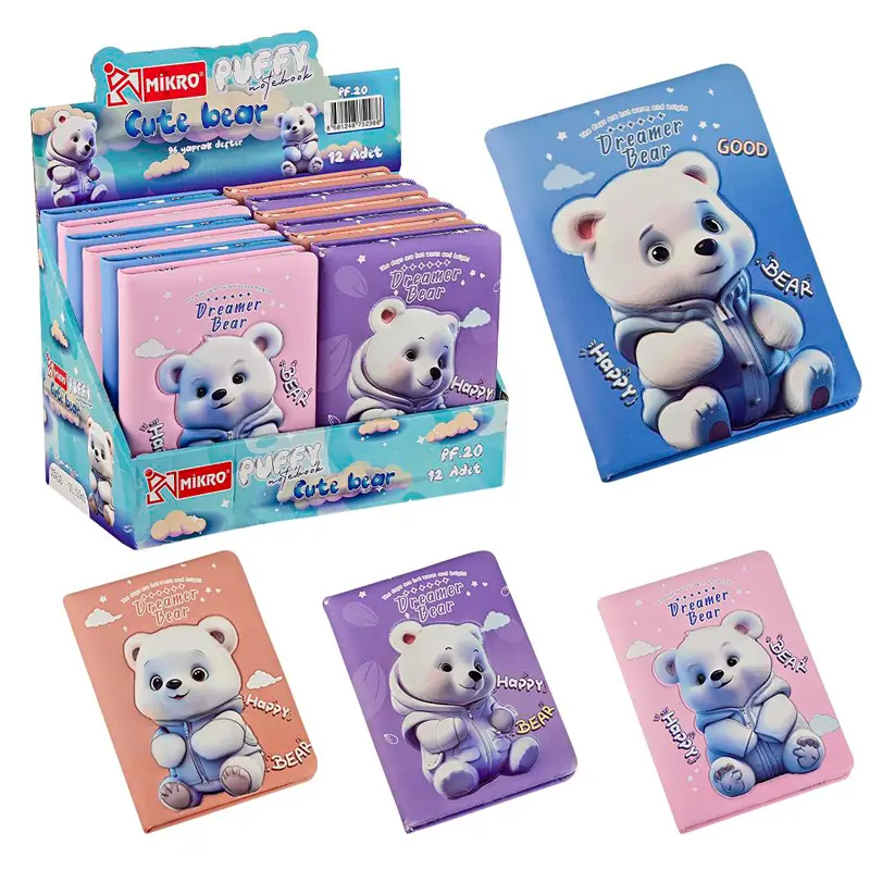 Mikro Pf-20 Cute Bear Girl Puffy Not Defteri 12 Li Stand