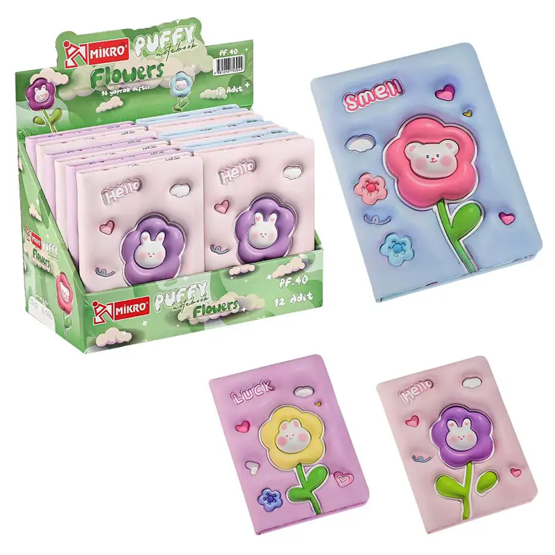 Mikro Pf-40 Flowers Puffy Not Defteri 12 Li Stand