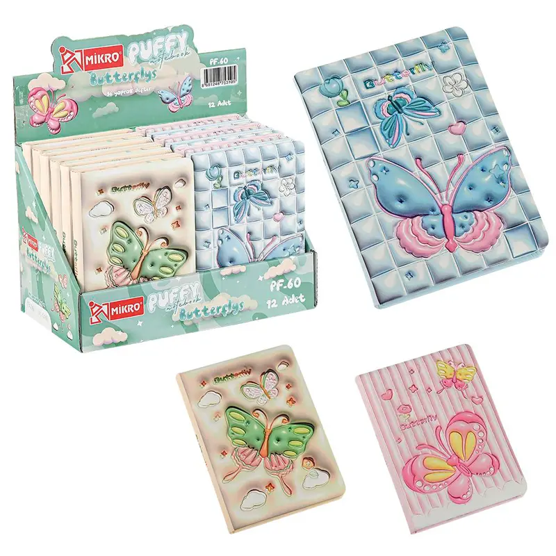 Mikro Pf-60 Butterflys Puffy Not Defteri 12 Li Stand