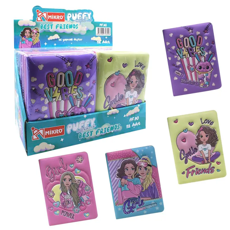 Mikro PF-90 Puffy Best Friends Not Defteri 12 Li Stand
