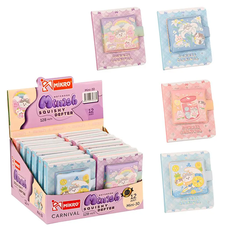 Mikro MİNİ-30 Minish Carnival Squishy Mini Not Defteri 128 Yaprak x 12 Li Stand
