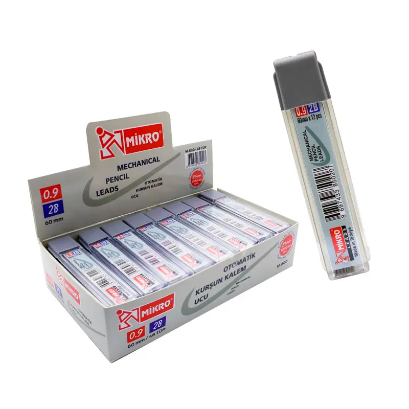 Mikro M-600 Kurşun Kalem Ucu (Min) 60mm 2B 0.9mm 20 Li Tüp x 24 Lü Paket