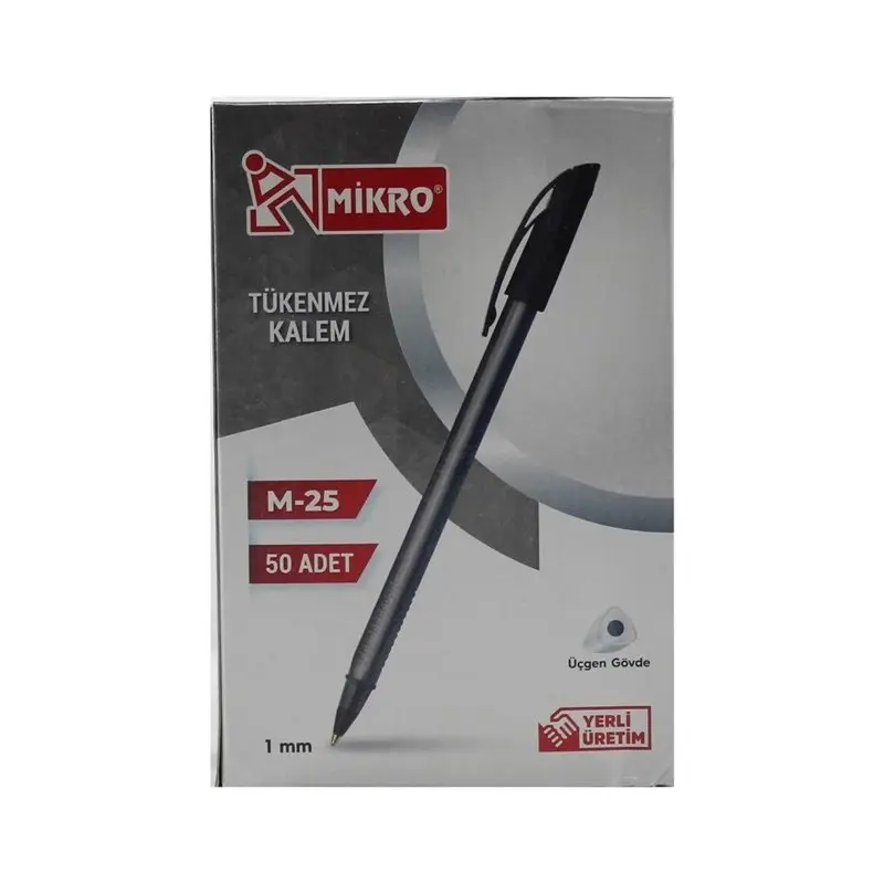 Mikro M-25 Tükenmez Kalem 1.0mm Siyah 50 Li Kutu