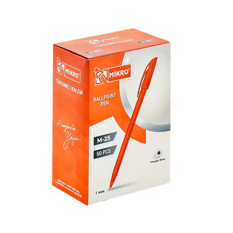 Mikro M-25 Tükenmez Kalem 1.0mm Kırmızı 50 Li Kutu