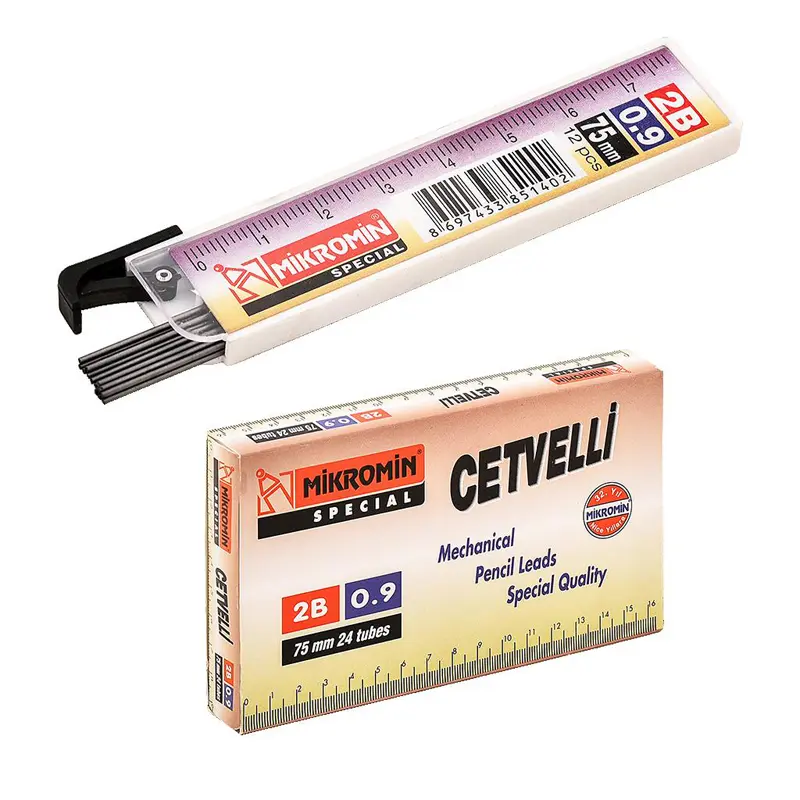 Mikro M-750 Kurşun Kalem Ucu (Min) Cetvelli 75mm 2B 0.9mm 12 Li Tüp x 24 Lü Kutu
