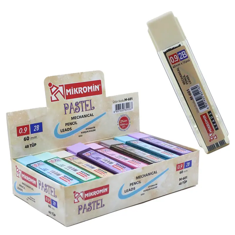 Mikro M-601 Kurşun Kalem Ucu (Min) Pastel 60mm 0.9mm 12 Li Tüp x 48 Li Kutu