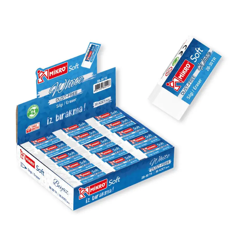 Mikro 2B-30TR Dust Free Soft Beyaz Silgi 30 Lu Paket