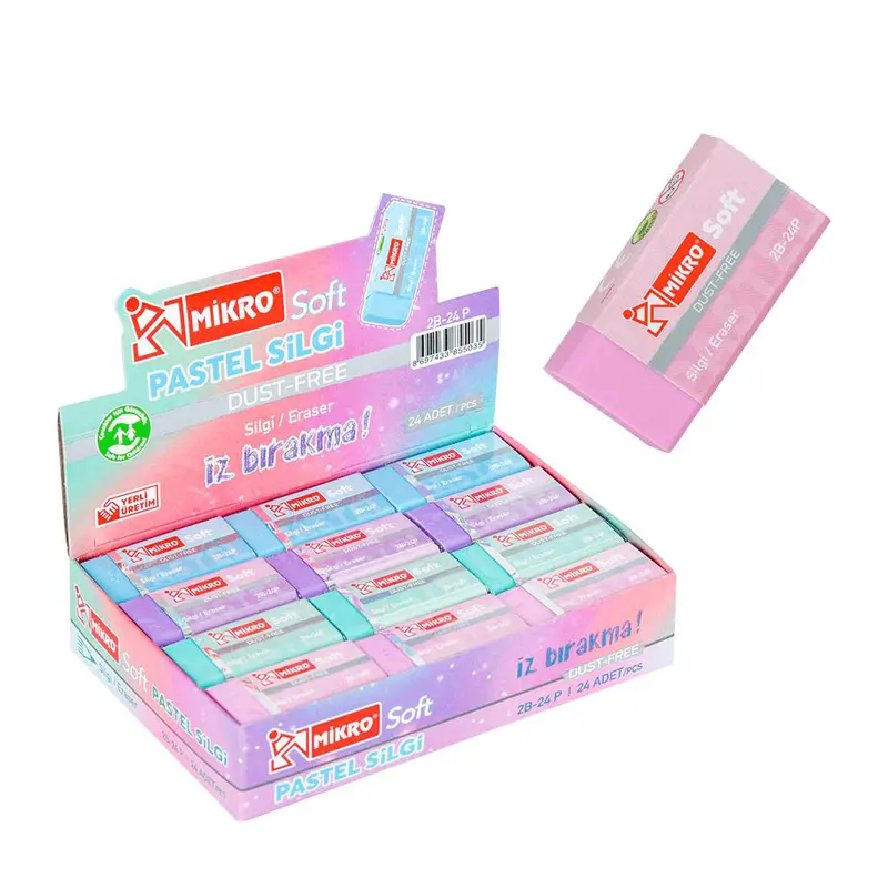 Mikro 2B-24P Dust Free Soft Pastel Silgi 24 Lü Paket