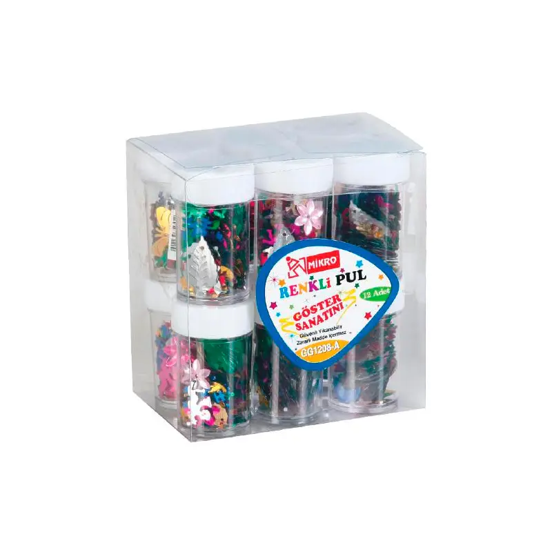 Mikro GG1208-A Şekilli Yaldızlı Elişi Renkli Pul x 12 Li Paket