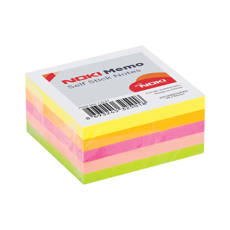 Noki 12337 Yapışkanlı Not Kağıdı 50mmx50mm 5 Renk 250 Yaprak x 12 Li Kutu