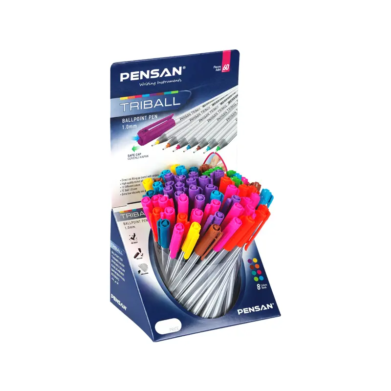 Pensan 1003 Triball Bilye Uç Renkli Tükenmez Kalem 1.0mm x 60 Lı Stand