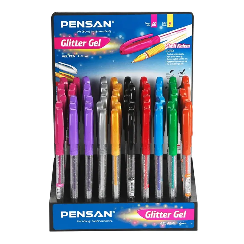 Pensan 2280 Simli Jel Tükenmez Kalem 1.0mm 60 Lı Stand