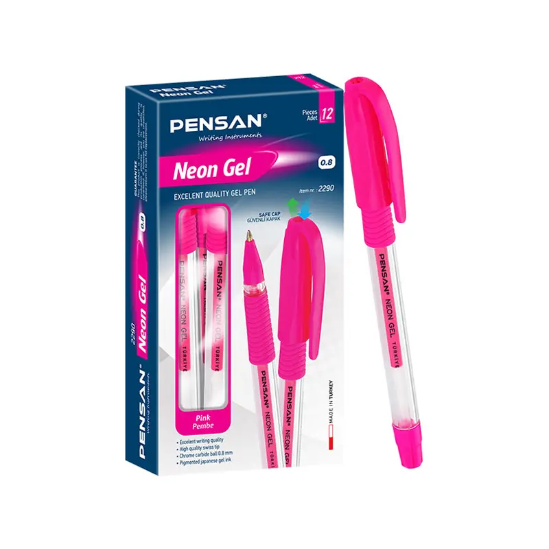 Pensan 2290 Jel Tükenmez Kalem 1.0mm Neon Pembe 12 Li Kutu
