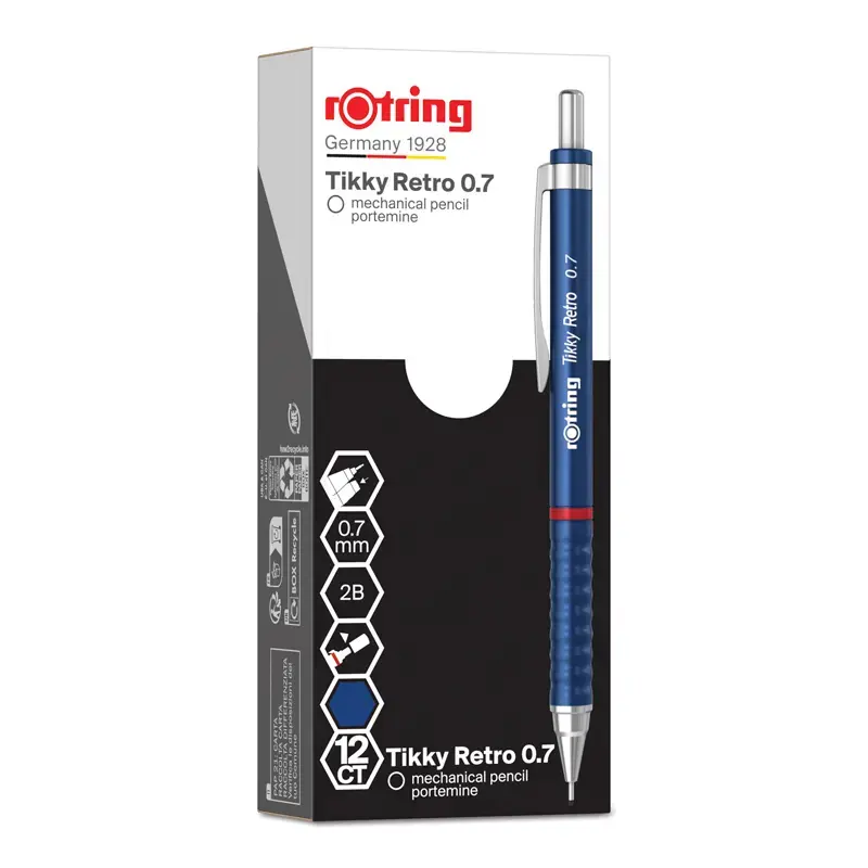 Rotring 2202569 Tikky Retro Versatil Kalem Metalik Mavi 0.7mm x 12 Li Kutu