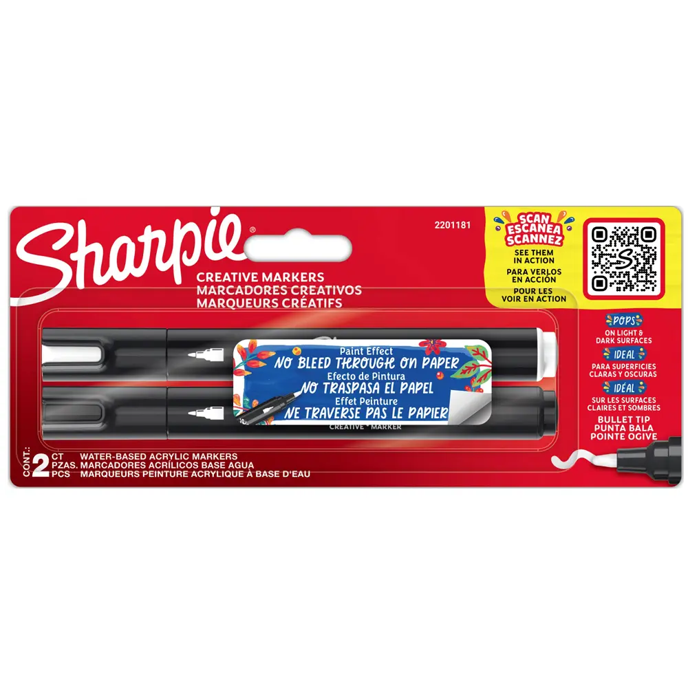 Sharpie 2201181 Yuvarlak Uç Akrilik Markör 2 Renk Blister