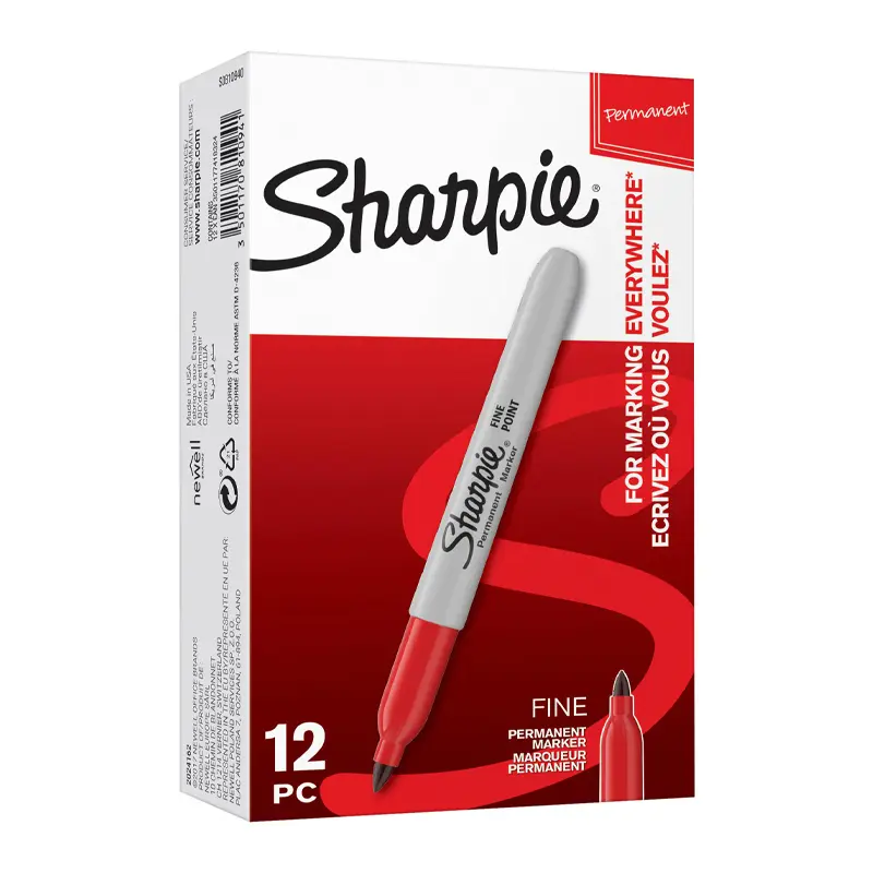 Sharpie 1741832 Permanent Fine Yuvarlak Uçlu Markör Kırmızı x 12 Li Kutu